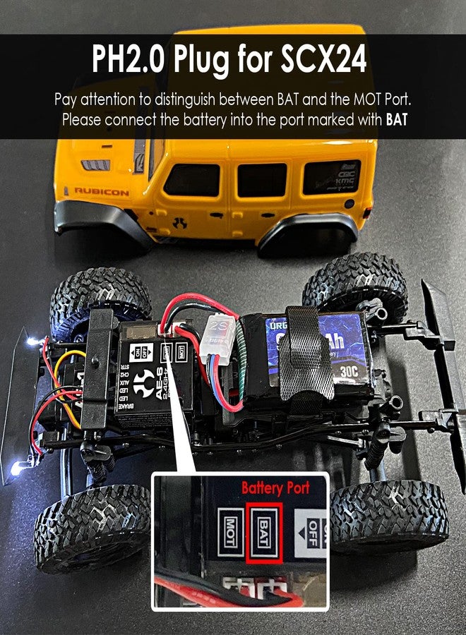 URGENEX SCX24 lipo 7.4V Lipos 2S 30C 900mAh Rechargeable lipo with PH2.0 Plug Compatible with Most 1/10, 1/16, 1/18, 1/24 Scale RC Cars Trucks - Image 2