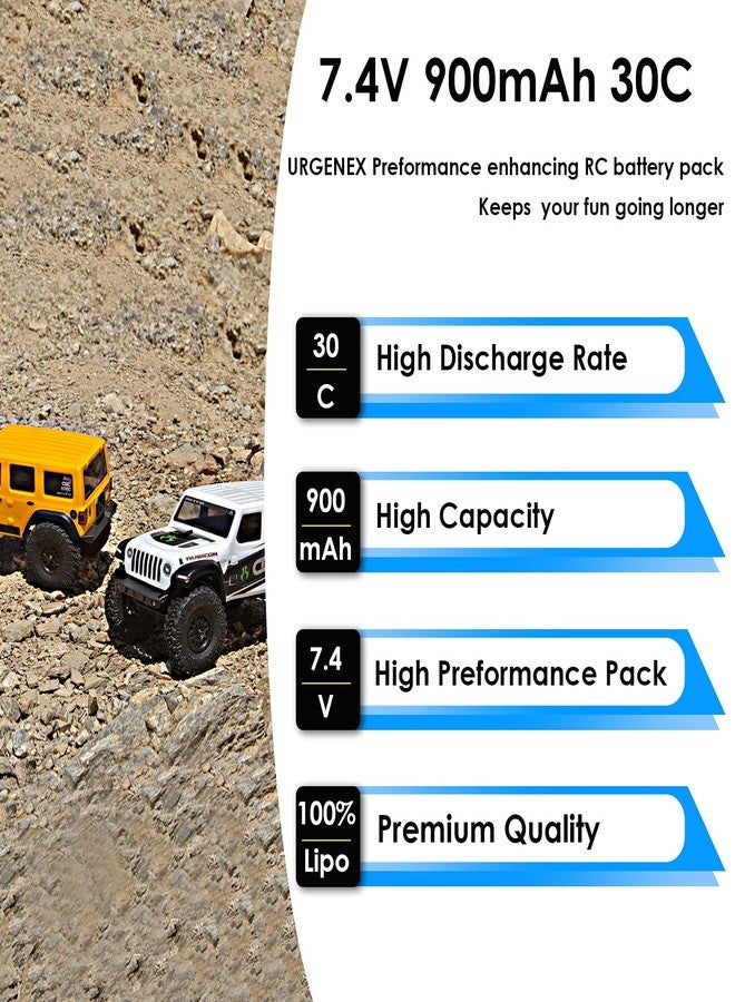 URGENEX SCX24 lipo 7.4V Lipos 2S 30C 900mAh Rechargeable lipo with PH2.0 Plug Compatible with Most 1/10, 1/16, 1/18, 1/24 Scale RC Cars Trucks - Image 5