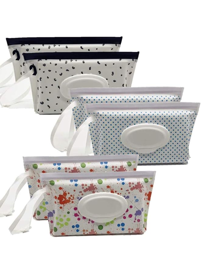 erorex Wet Wipe Pouch 6 Pcs Baby Wet Wipe Pouch Travel Wipes Case Reusable Refillable Wet Wipe Bag Cases  - Image 1