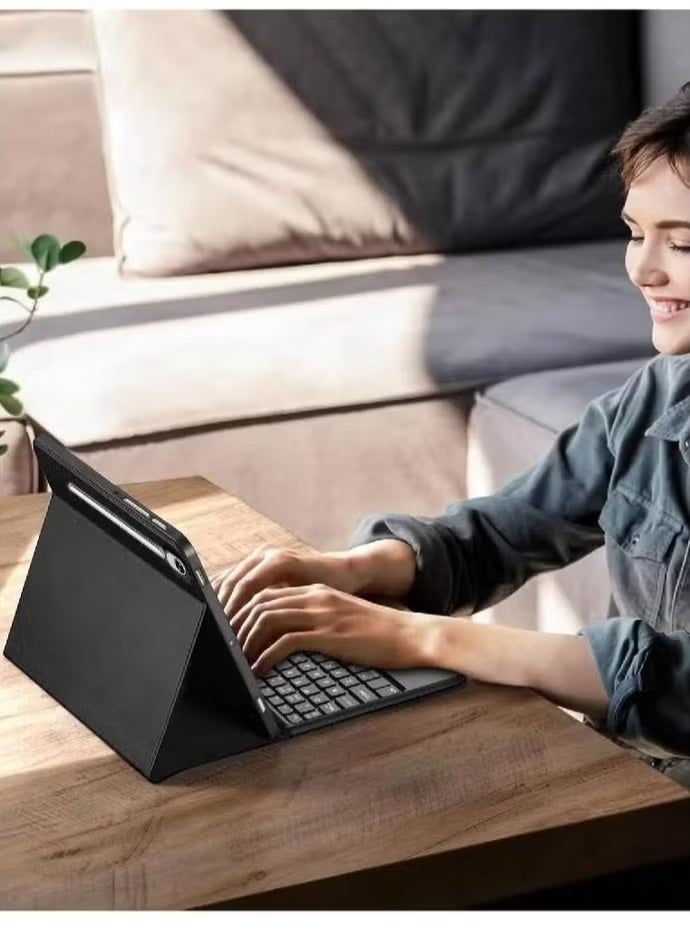 جينيكست لوحة مفاتيح مزودة بلوحة لمس لجهاز سامسونج جالاكسي تاب S10 FE بلس 2025 مقاس 13.1 بوصة، غطاء لجهاز سامسونج جالاكسي تاب S10 FE بلس/S10 FE+، غطاء لوحة مفاتيح بلوتوث قابل للفصل مغناطيسيًا، أسود - Image 2