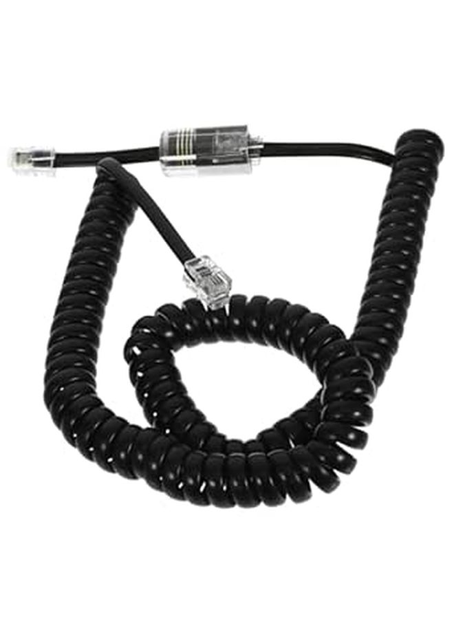 Retractable Anti Tangle Phone Cord Set Rotatable Joint Black RJ9 RJ10 RJ22 Connector - Image 1