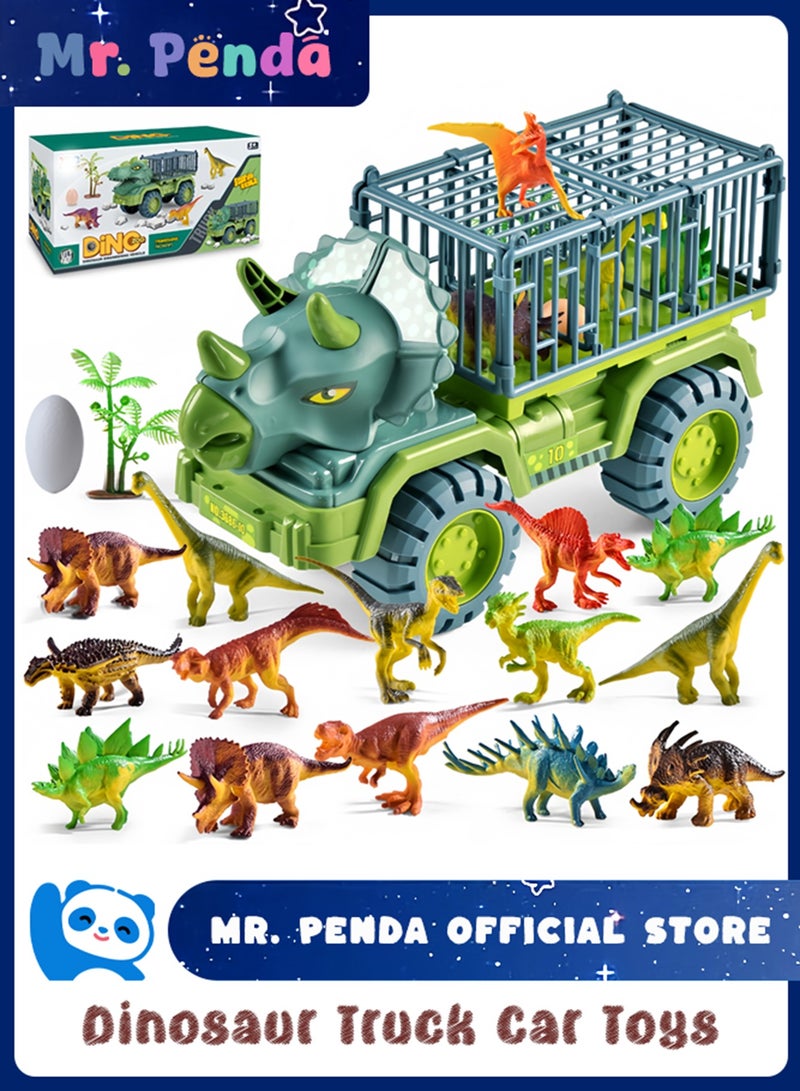 Mr. Penda Dinosaur Truck Car Toys With 15 Dinosaur Toys Playset Figures, Toy Trucks for Boys, Large Dinosaur Carrier Truck, Dinosaur Toys for Kids 3+  - Image 1