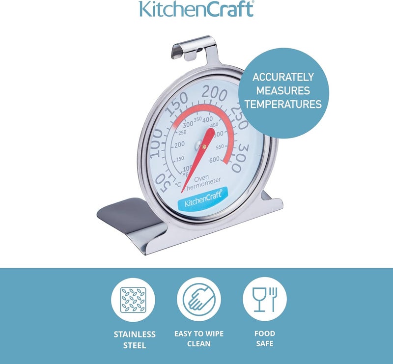 KitchenCraft Oven Thermometer, Stainless Steel Over Thermometer for Fan Oven and Gas Oven, 6.5 x 8 cm, Silver - Image 3