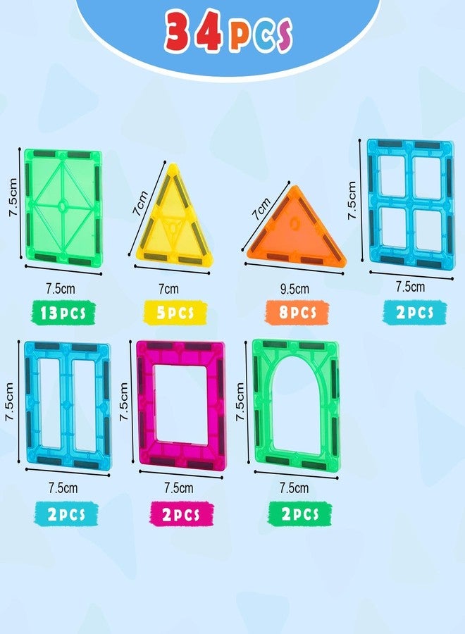 Gemmicc Magnetic Tiles, Magnet Toys Building Blocks for Kids, STEM Approved Educational Toys, Starter Set Magnet Puzzles Stacking Blocks,Sensory Montessori Toys for Boys Girls - Image 3