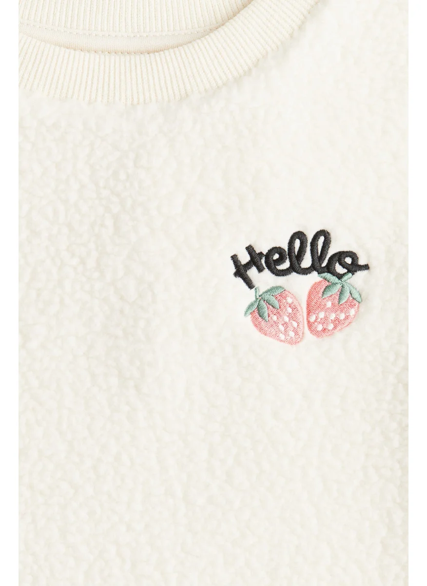 H&M Embroidered Teddy Sweatshirt