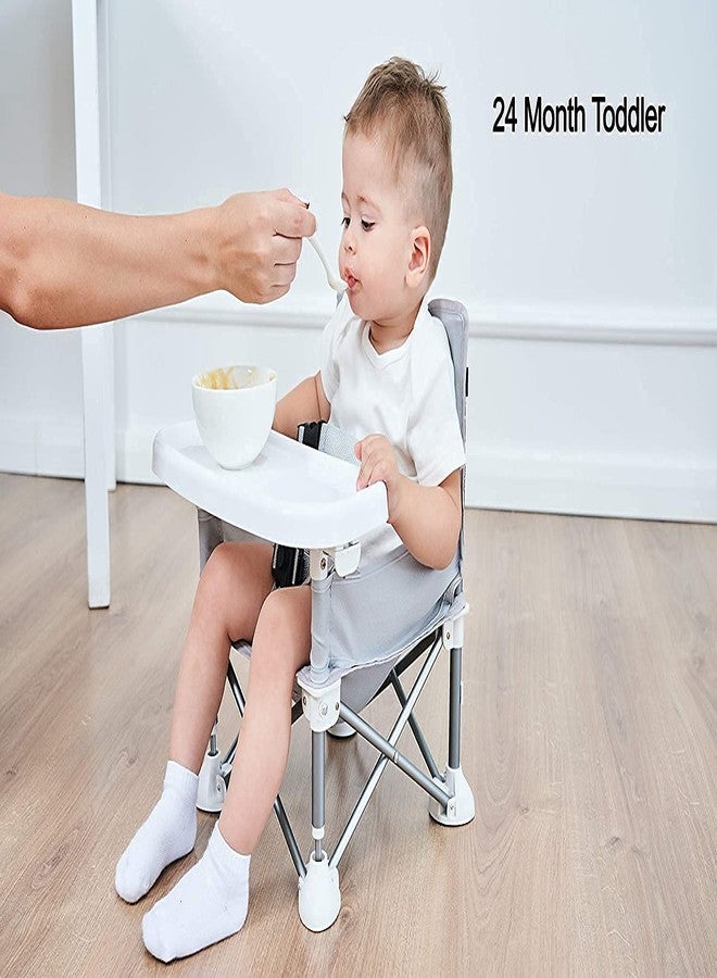 MUGATH Foldable Baby Booster Seat with Tray, Portable Feeding High Chair for Dining Table, Safety Belt Compact Travel Chair for Toddlers - Image 2