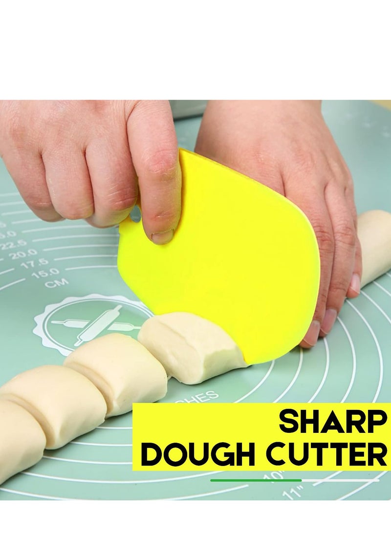 Cake Scraper Decorating Comb, Flexible Plastic Dough Scraper for Bread Making, Reusable Pastry Pizza Dough Cutting Tool for Baked Cake Edge Stripe Decoration (Yellow) - Image 4