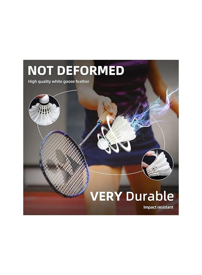 رينكس ريشة الإوزة للريشة الريشة، كرات الريشة الريشة، 12 عبوة كرات ريشة الريشة الريشة عالية السرعة مع ثبات رائع للأماكن المغلقة في الهواء الطلق. - Image 2