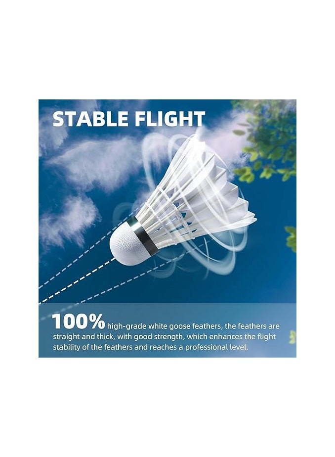 رينكس ريشة الإوزة للريشة الريشة، كرات الريشة الريشة، 12 عبوة كرات ريشة الريشة الريشة عالية السرعة مع ثبات رائع للأماكن المغلقة في الهواء الطلق. - Image 5