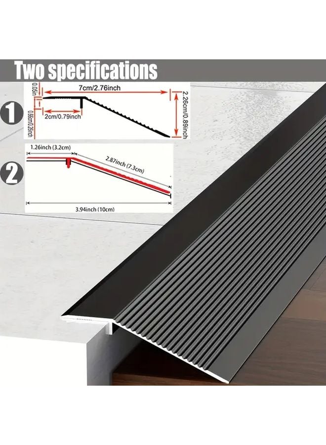 Black Aluminum Doorway Threshold Strip 35 43 Inch Adjustable Floor Transition Trim - Image 3