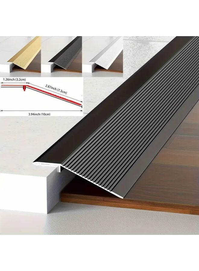 Black Aluminum Doorway Threshold Strip 35 43 Inch Adjustable Floor Transition Trim - Image 1