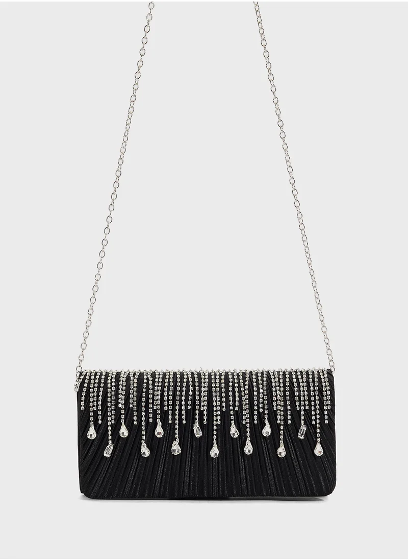 Khizana Tear Drop Diamante Clutch Bag