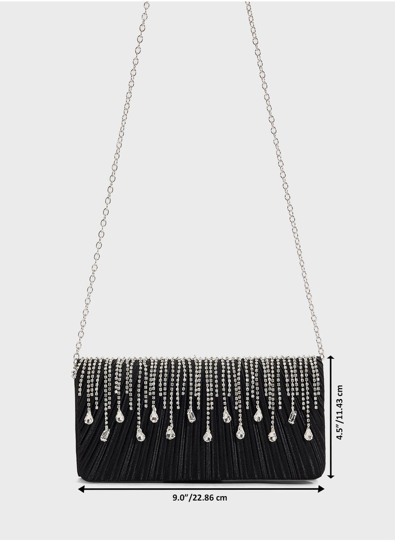 Khizana - Tear Drop Diamante Clutch Bag - Image 1