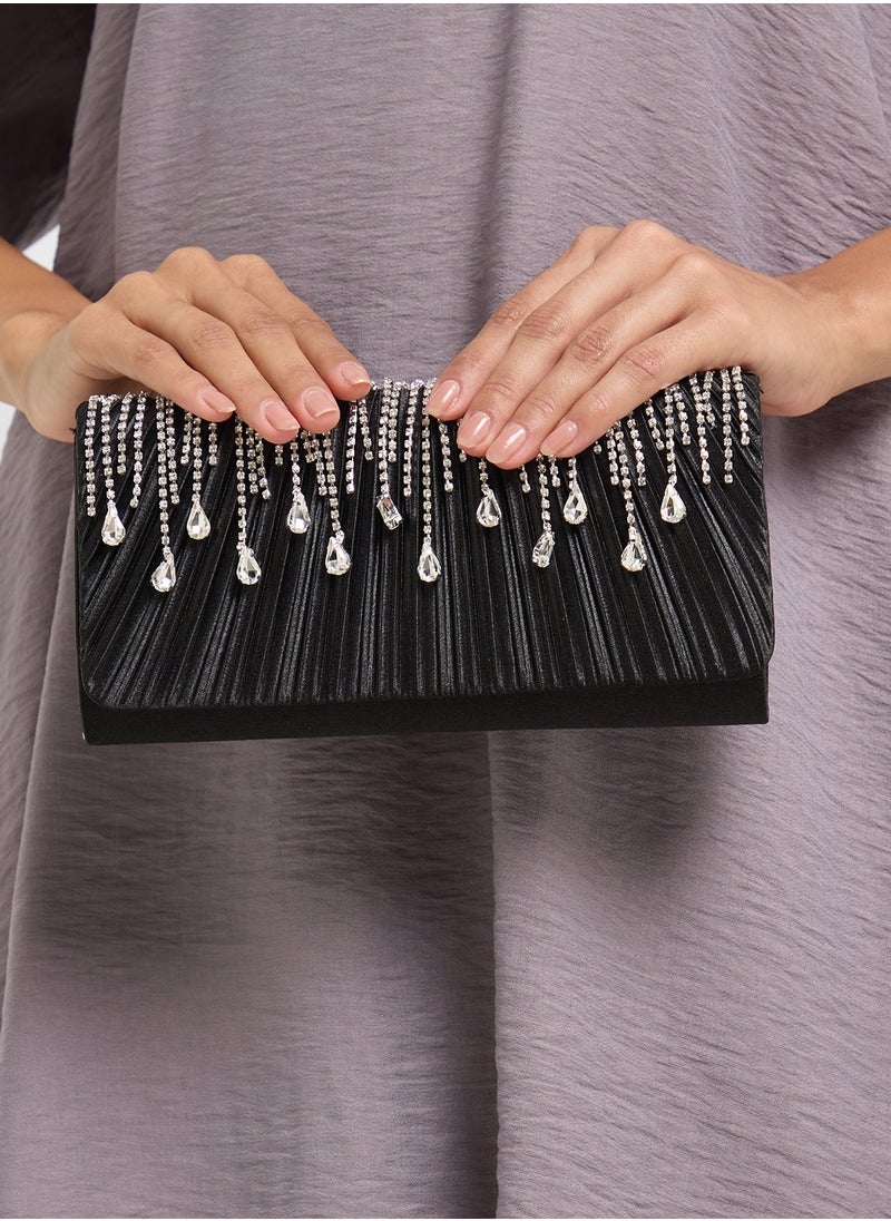 Khizana - Tear Drop Diamante Clutch Bag - Image 1