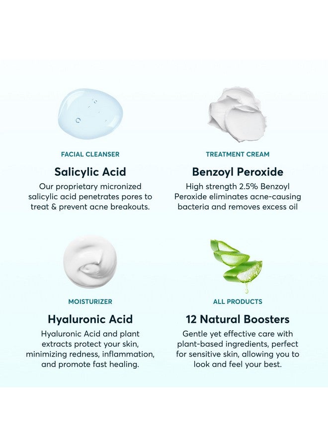 MDacne مجموعة علاج حب الشباب بخطوات 3 مع كريم بنزويل بيروكسايد 2.5% وغسول حمض الساليسيليك ومرطب النياسيناميد مجموعة طبية نباتية لحب الشباب للبالغين والمراهقين مجموعة حب الشباب لمدة 30 يومًا - Image 5