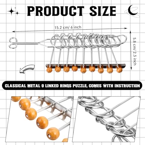 Yilloog Metal Brain Teaser Puzzles Set of 36 with Pouch Steel IQ Games Physics Mind Metal Puzzles for Adults Basket Stocking Stuffers for Adults Challenge GiftsMedium - Image 5