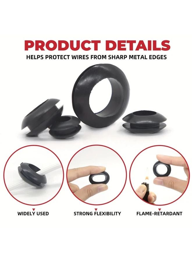 215 قطعة مجموعة تشكيلة جروميت مطاطي أسود 9 مقاسات طقم حلقات الجلدة وسادات العزل - Image 4