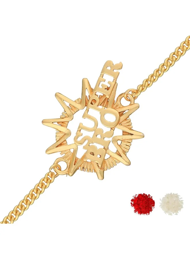 VOYLLA Super Bro Fabulous Rakhi Bracelet In Gold Tone