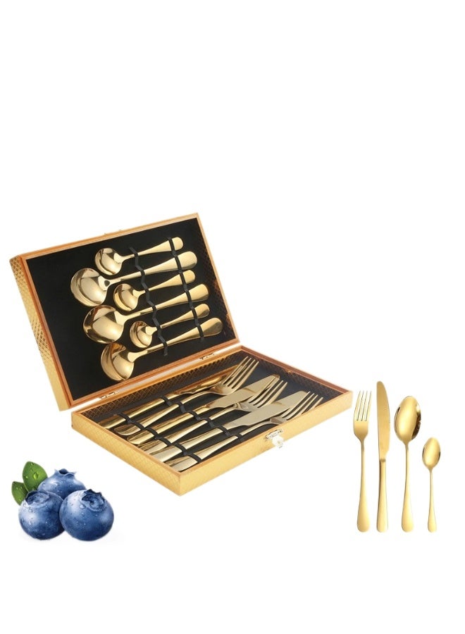 12-Piece Elegant Stainless Steel Flatware Set Gold