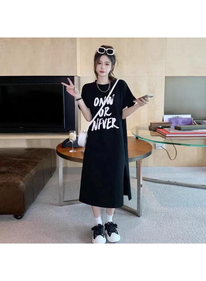 South Korea Plus Size T-shirt Women's Summer Loose Simple Plus Size Dress Student Short-sleeved Base Shirt Top For Women 