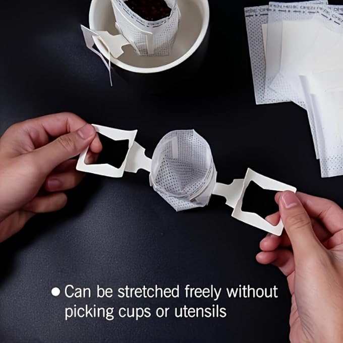 ريحني أكياس ورق فلتر القهوة المميزة 100 قطعة أكياس قهوة بالتنقيط ذات الحصة الواحدة مع أذنين متدليات - Image 3