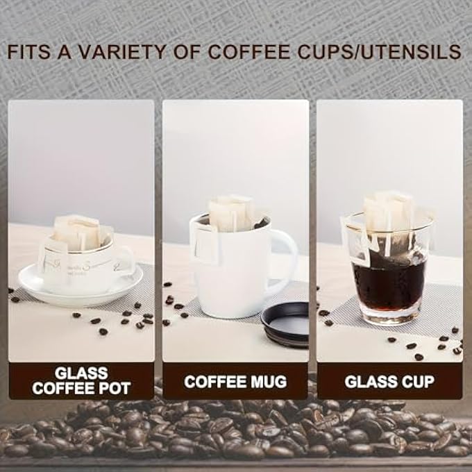 ريحني أكياس ورق فلتر القهوة المميزة 100 قطعة أكياس قهوة بالتنقيط ذات الحصة الواحدة مع أذنين متدليات - Image 5