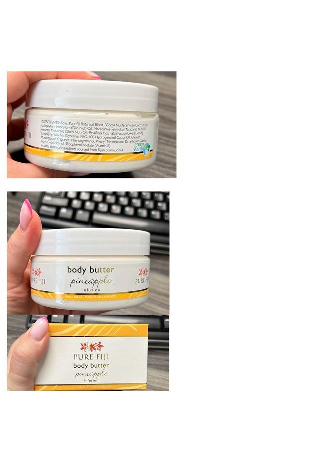 Pure Fiji Hydrating Body Butter - Natural Body Butter with Coconut, Dilo, Macadamia, Sikeci Oil, Pineapple, 8 oz