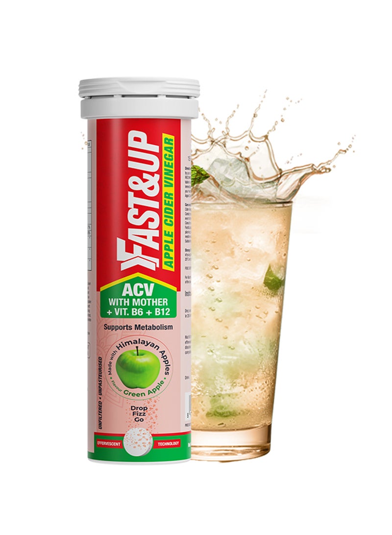 FAST&UP Apple Cider Vinegar - Weight Management - 15 Effervescent Tablets, Green Apple Flavour - Image 1