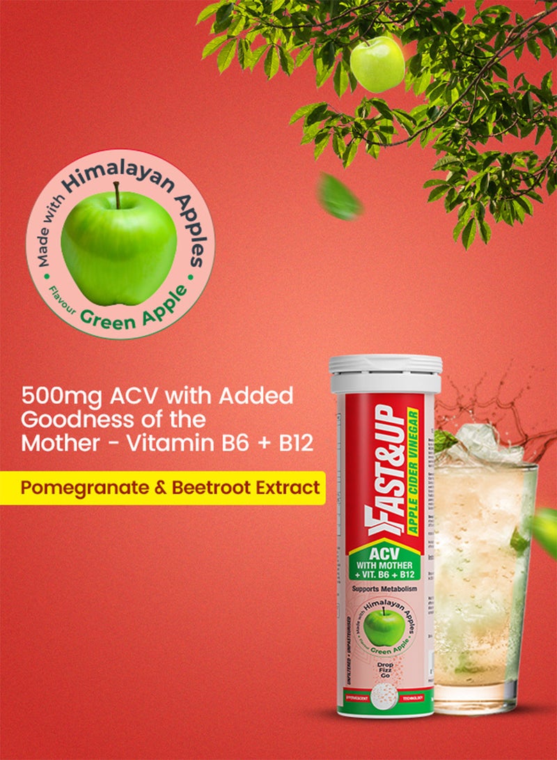 FAST&UP Apple Cider Vinegar - Weight Management - 15 Effervescent Tablets, Green Apple Flavour - Image 4