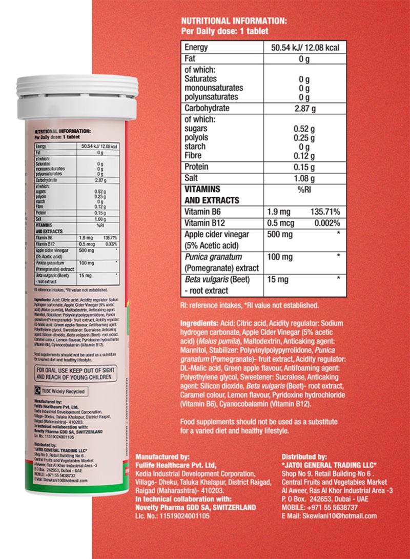 FAST&UP Apple Cider Vinegar - Weight Management - 15 Effervescent Tablets, Green Apple Flavour - Image 2