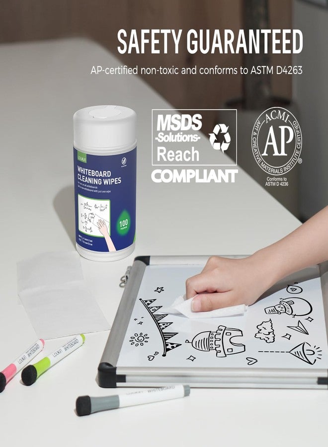 Loukin Whiteboard Cleaning Wipes, Dry Erase Board Cleaning Wipes, Non-toxic White board Wipes, 100 Wipes per Canister - Image 5