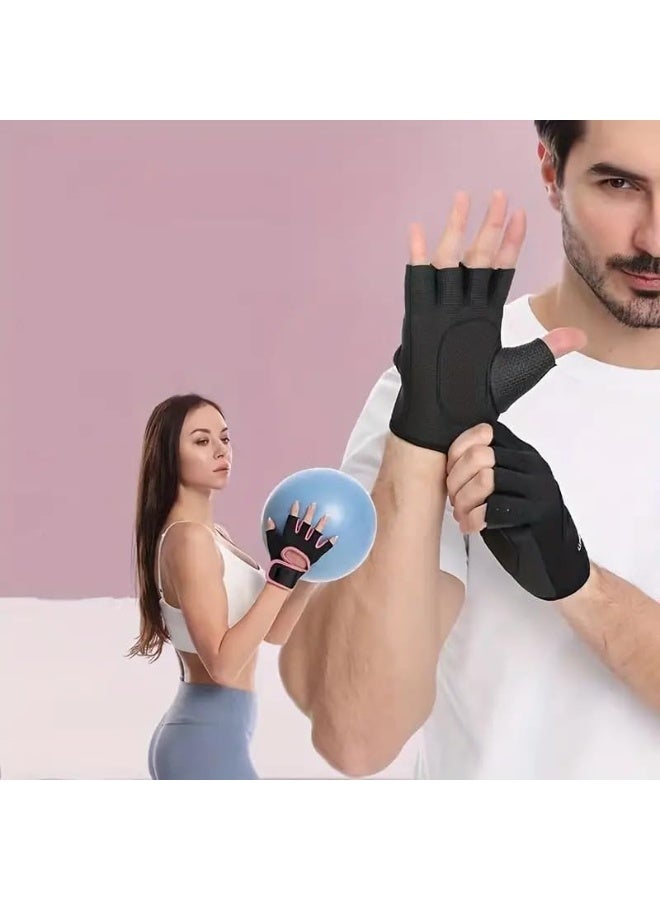 جوانتي تمرين لرفع الأثقال للرجال والنساء، قفازات تمرين نصف أصابع جيدة التهوية لتمارين رفع الأثقال والسحب واللياقة البدنية في الجيم والتمرين (مقاس واحد) (متعدد الألوان) - Image 3