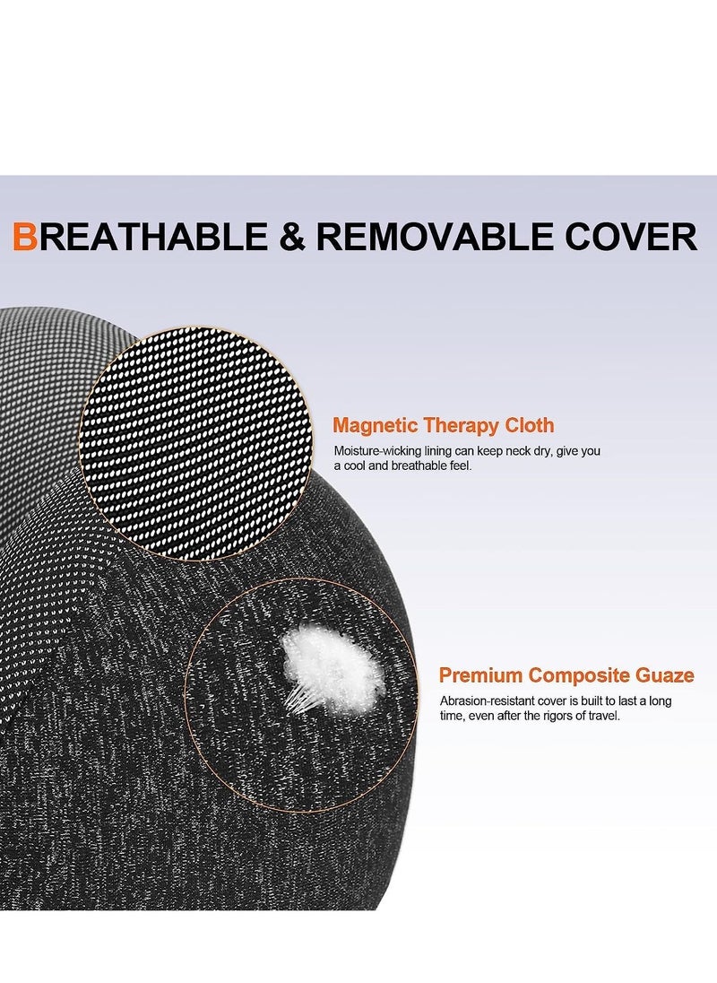 SYOSI - Travel Pillow 100% Pure Memory Foam Neck with Hood, Comfortable & Breathable Cover, Airplane Kit Earplugs, and Luxury Bag for Office Cars Trains Long Flights Sleeping (Deep Grey) - Image 1