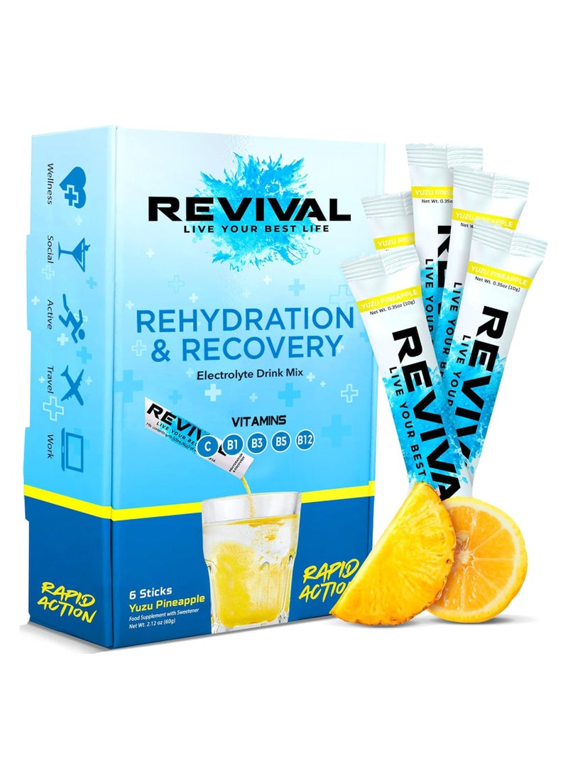 REVIVAL - Revival Rehydration and recovery elctrolyte drink mix with vitamins C, B1, B3, B5, B12 yuzu pineapple - Image 1