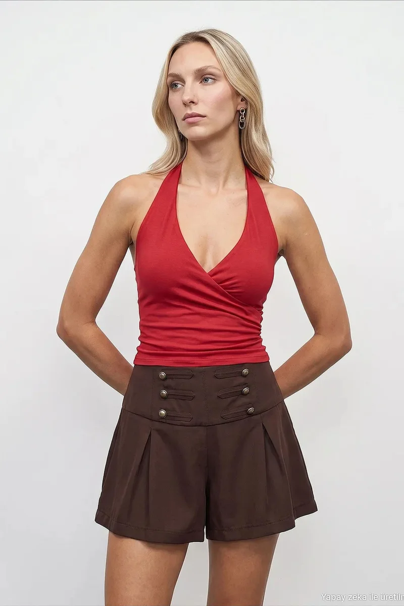 Dilvin Brick Red DILVIN Nylon Elastane Blouse for Women | Best Price UAE
