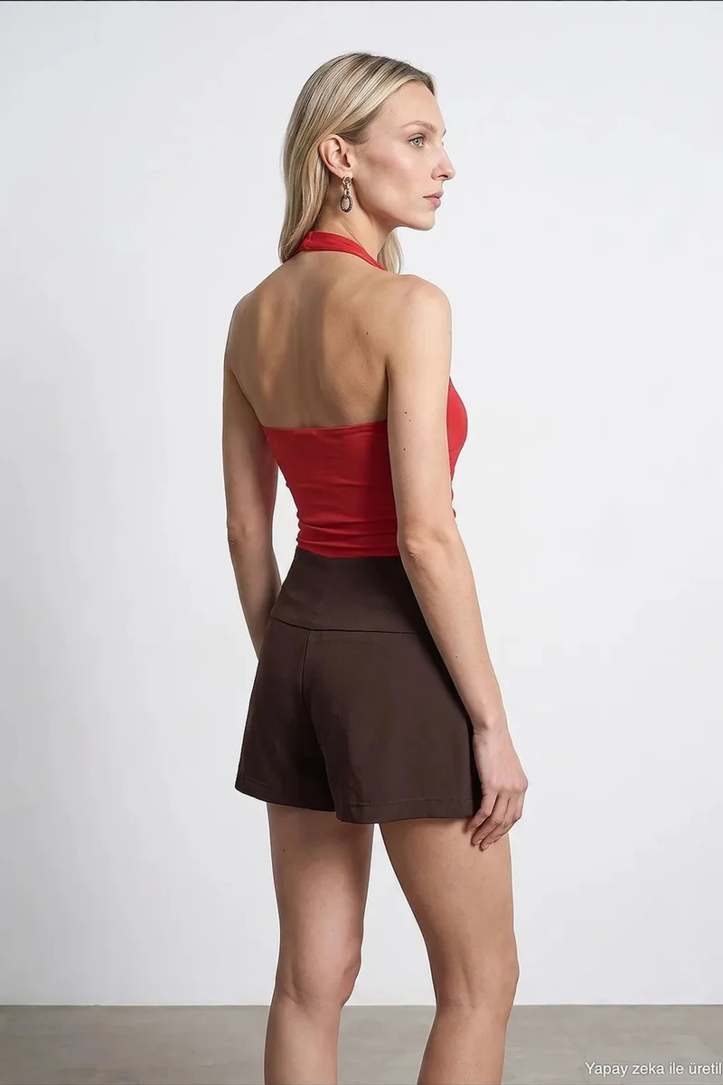 Dilvin Brick Red DILVIN Nylon Elastane Blouse for Women | Best Price UAE