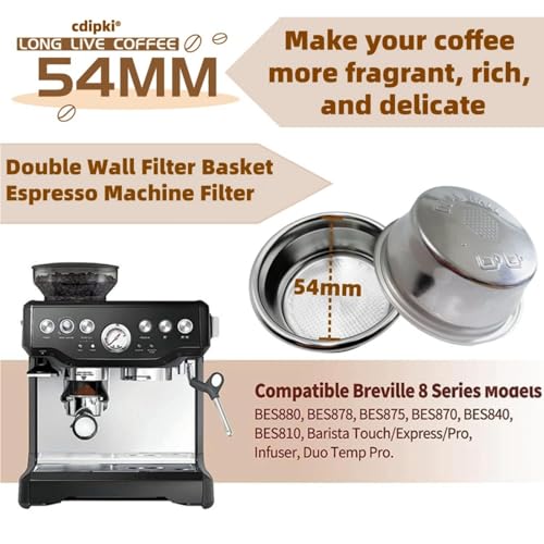 cdipkif BES860XL Double Cup Dual Wall coffee Filter Basket compatible with Breville BES870/875/880/878/890/500/BES860XL Coffee Machine Pressurized Filter Basket basket Fits various Breville models - Image 2