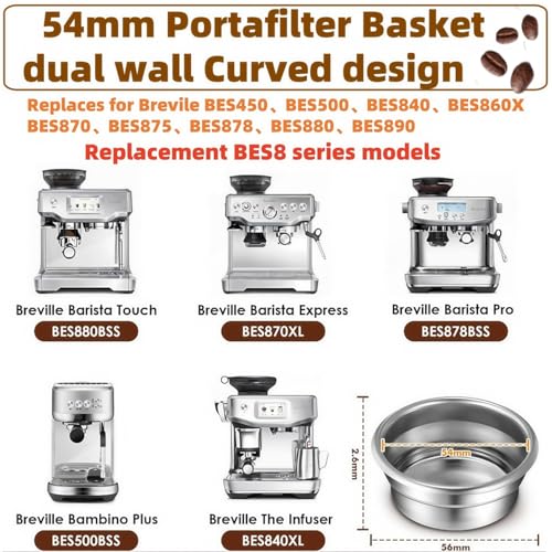 cdipkif BES860XL Double Cup Dual Wall coffee Filter Basket compatible with Breville BES870/875/880/878/890/500/BES860XL Coffee Machine Pressurized Filter Basket basket Fits various Breville models - Image 3