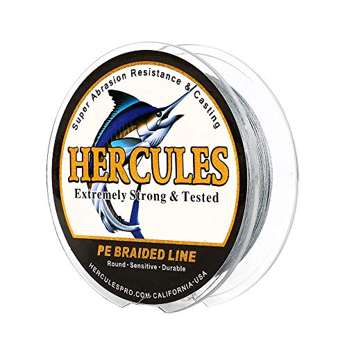 HERCULES Super Cast 100M 109 Yards Braided Fishing Line 10 LB Test for Saltwater Freshwater PE Braid Fish Lines Superline 8 Strands - Grey, 10LB (4.5KG), 0.12MM - Image 1
