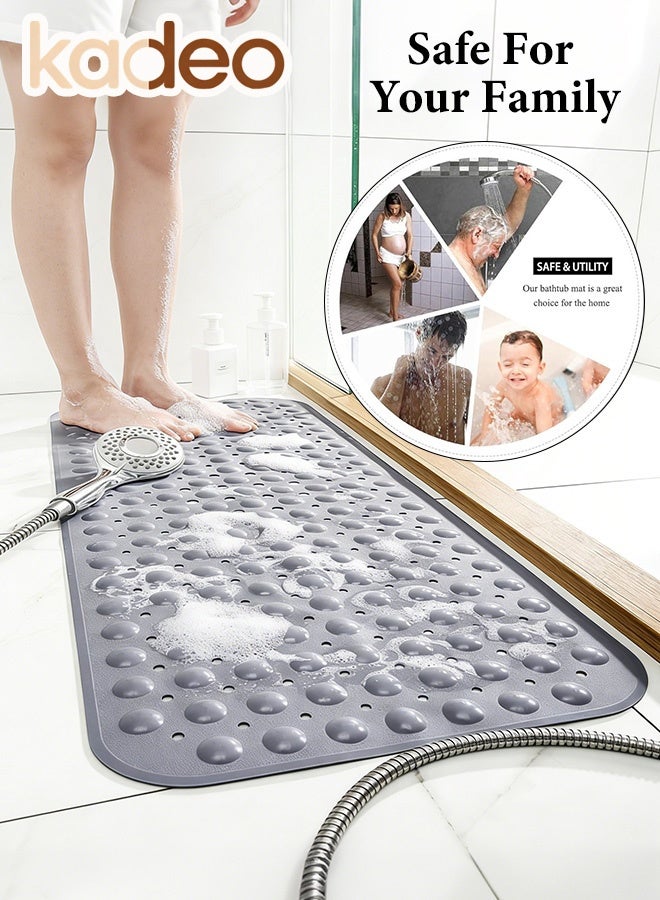 كاديو Bathtub Mats for Shower Tub, Extra Long Non-Slip, Bath Mat with Drain Holes and Suction Cups, BathMat for Bathroom with Machine Washable 39*100CM - Image 3