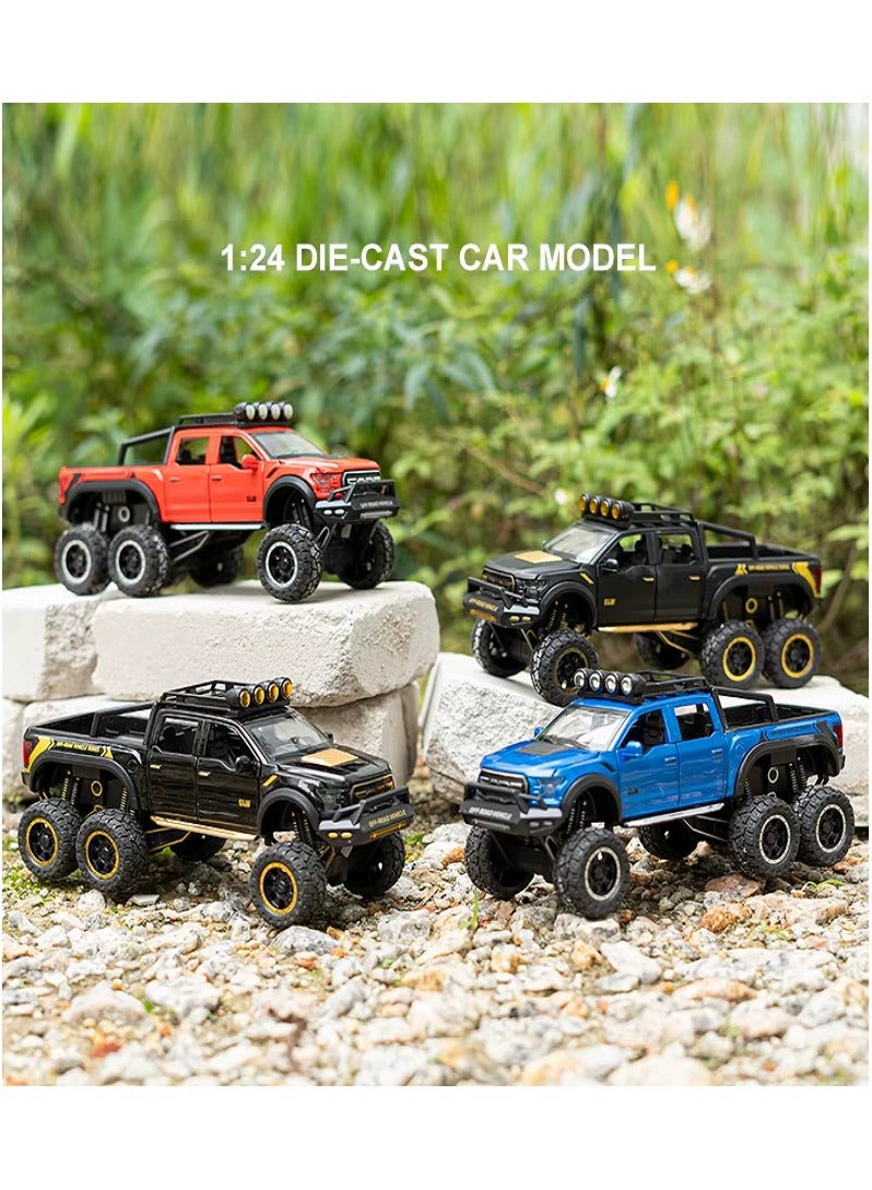 داي كاست 1:24 متوافق مع سيارة فورد رابتور F150 النموذجية، سيارة لعبة من سبائك الزنك مع صوت وضوء، أبواب قابلة للفتح للأطفال والكبار (أزرق) - Image 4