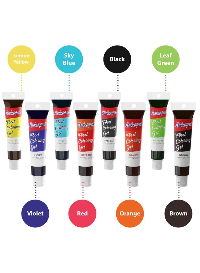 Bakerpan Gel Food Coloring for Baking, Royal Icing, 20g Edible Food Coloring Gel for Cake Decorations - Set of 8 - Image 3