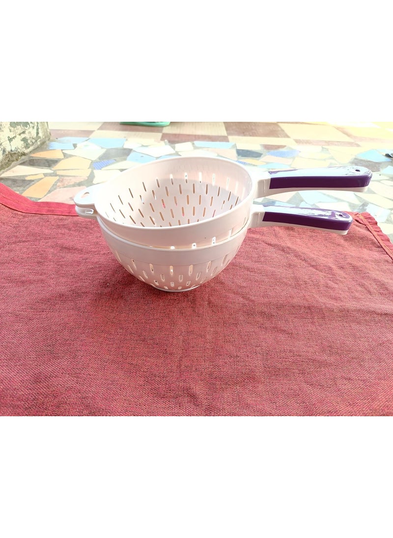 advancedestore - advancedestore Plastic Drain Basket/Washing Bowl for Fruits, Vegetables, Pasta, Poha with Handle 2 Pieces - Image 1
