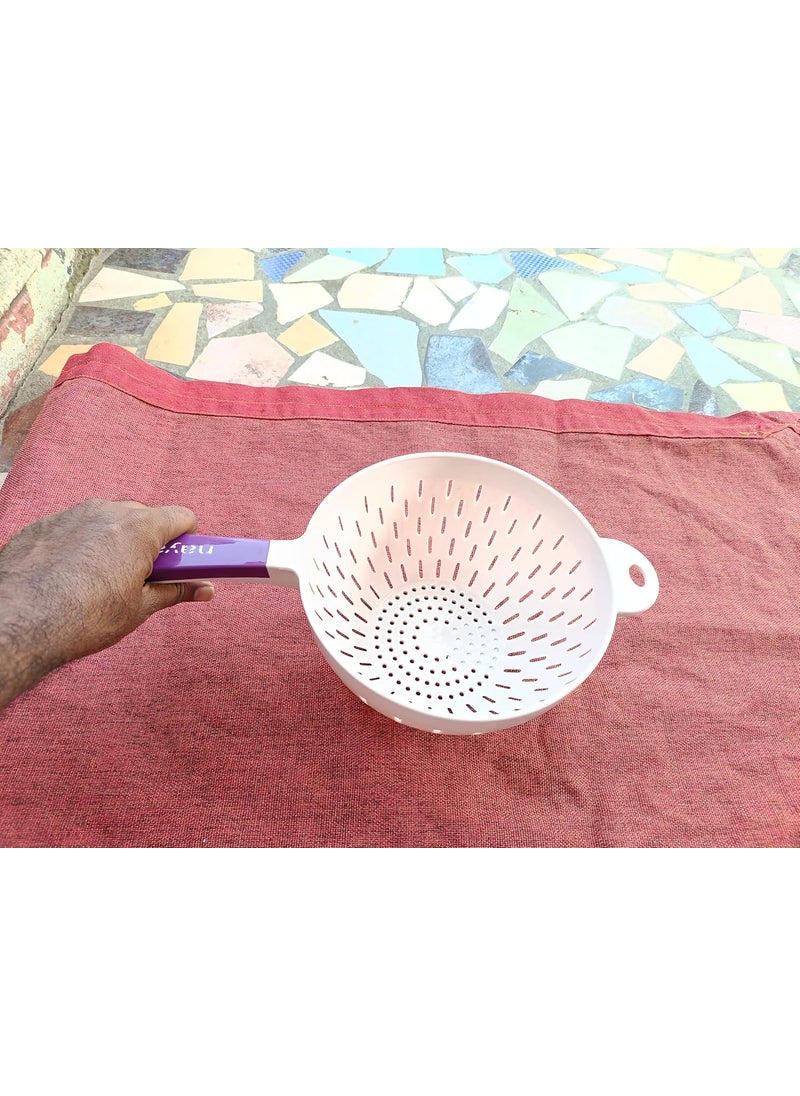 advancedestore - advancedestore Plastic Drain Basket/Washing Bowl for Fruits, Vegetables, Pasta, Poha with Handle 2 Pieces - Image 1