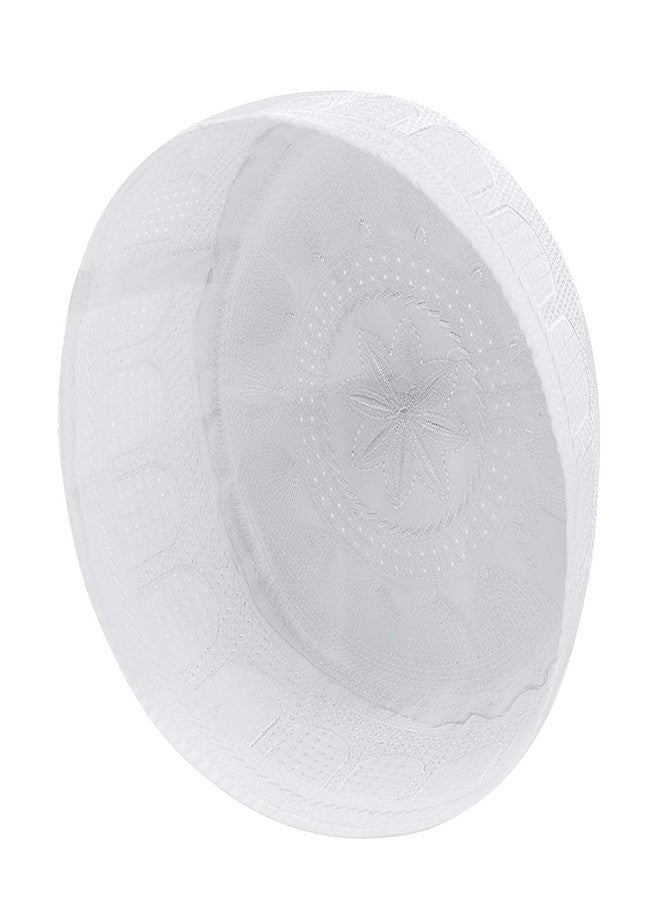 Ylucky Men Muslim Prayer Kufi Hat Prayer Headwear Cap Islamic Beanie Skull Cap Embroidery Kofia Topi Sun Hat White - Image 3