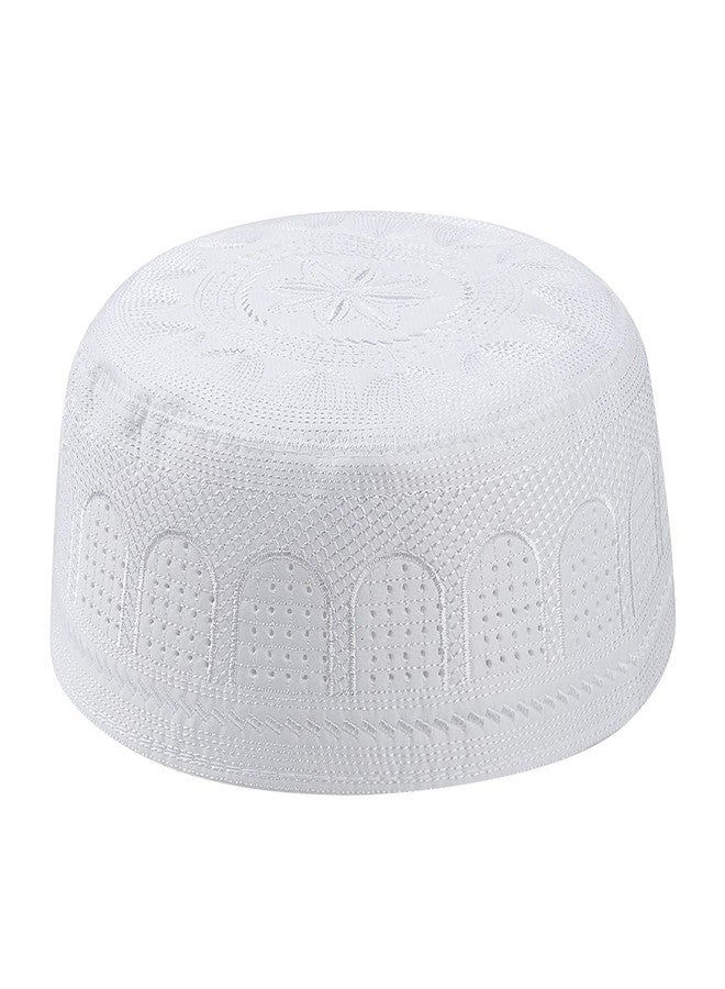 Ylucky Men Muslim Prayer Kufi Hat Prayer Headwear Cap Islamic Beanie Skull Cap Embroidery Kofia Topi Sun Hat White - Image 1