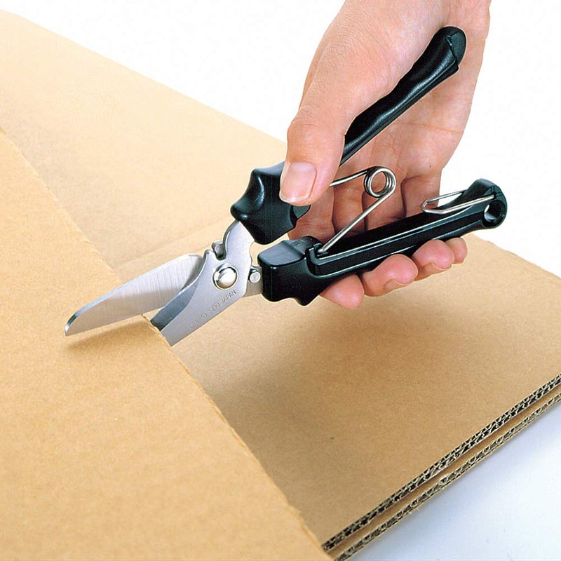 CANARY Heavy Duty Scissors with Wire Cutter 7.5" All Purpose Industrial Hand Shears for Metal, Wire, Cardboard, Leather, Rubber, Spring Loaded Handle, Japanese Stainless Steel Blade, Made in JAPAN - Image 4