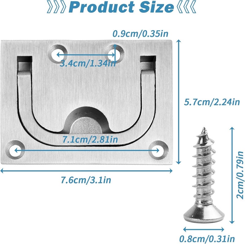 TEANTECH 316 Stainless Steel Hatch Pull Flush Lift Boat Ring Hatches Pull Handle with Mount Screws for Boat Deck Hatch Handle and Home Furniture Recessed Handle etc - Image 2