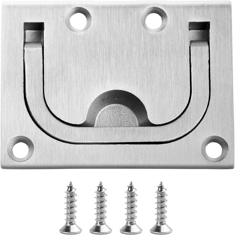 TEANTECH 316 Stainless Steel Hatch Pull Flush Lift Boat Ring Hatches Pull Handle with Mount Screws for Boat Deck Hatch Handle and Home Furniture Recessed Handle etc - Image 1