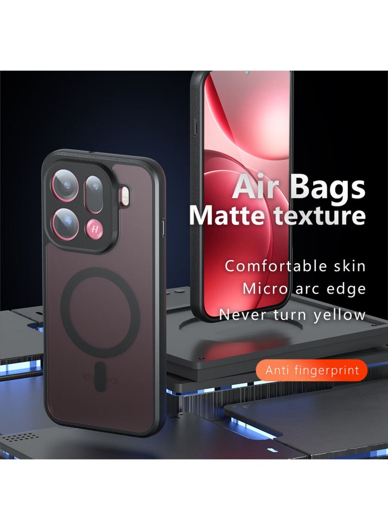 X-level OPPO Find X9 Pro Case Magsafe Strong Magnet Cover Aerospace-Grade Protection Scratch-Resistant for OPPO Find X9 Pro Cover Matte Anti-Slip Compatible Translucent Back with Magsafe Accessory, Protective Slim Phone Cover, Anti-Fingerprints (Black) - Image 3